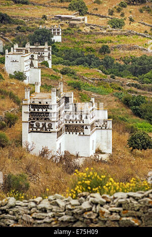 Einige der ältesten Taubenschläge in der Ägäis befinden sich in der Nähe von Tarambados Dorf auf der Insel Tinos, Kykladen, Griechenland Stockfoto