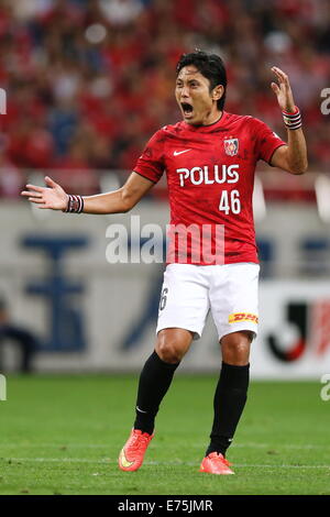 Saitama, Japan. 7. Sep, 2014. Ryota Moriwaki (rot) Fußball: 2014 J.League Yamazaki Nabisco Cup Viertelfinale match zwischen Urawa Reds 2-2 Sanfrecce Hiroshima im Saitama Stadium 2002 in Saitama, Japan. © AFLO SPORT/Alamy Live-Nachrichten Stockfoto