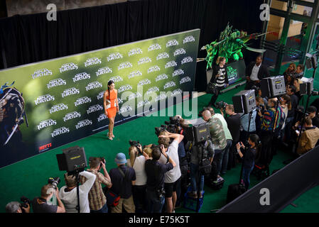 Sydney, Australien. 7. September 2014.  Megan Fox gehen der grüne Teppich für die Sydney-Premiere von "Teenage Mutant Ninja Turtles" Credit: MediaServicesAP/Alamy Live News Stockfoto