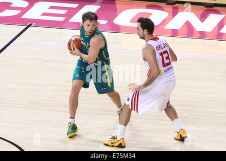 Barcelona, Spanien. 07. Sep, 2014. 2014-FIBA Basketball WM, Runde 16. M. Dellavedova in Aktion beim Spiel zwischen Türkei gegen Australien im Palau St. Jordi Credit: Action Plus Sport/Alamy Live News Stockfoto