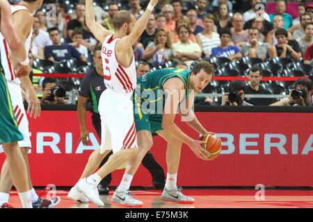 Barcelona, Spanien. 07. Sep, 2014. 2014-FIBA Basketball WM, Runde 16. J. Ingles in Aktion beim Spiel zwischen Türkei gegen Australien im Palau St. Jordi Credit: Action Plus Sport/Alamy Live News Stockfoto