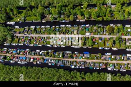 Luftaufnahme, Boomhoek Loosdrecht, Boot, Parkplatz, Briljant Bungalow, Loosdrecht, Provinz Nord-Holland, Niederlande Stockfoto