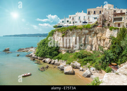 Alten Seeside Stadt Vieste in Apulien, Italien Stockfoto