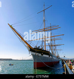 "Balclutha", ein drei Masten Segelschiff an der Hyde Street Pier, San Francisco, Kalifornien, USA Stockfoto