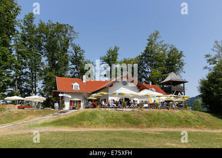 Taverne am Wörth Insel auf See Schliersee, Schliersee, Upper Bavaria, Bavaria, Germany Stockfoto