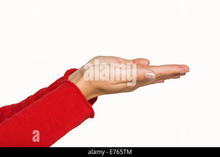Woman holding out her hands Stockfoto