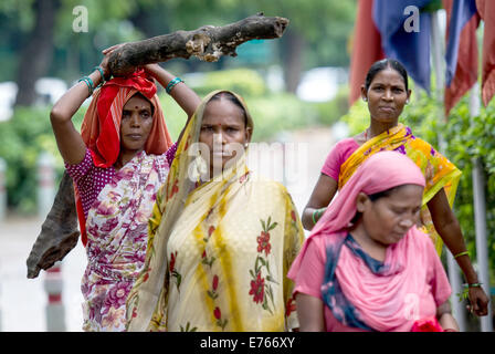 Frauen gehen durch die Straßen von New Delhi, Indien, 8. September 2014. Foto: Maja Hitij/dpa Stockfoto