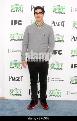 2014 Film unabhängige Spirit Awards Ankünfte feiert Independent- und ihre Filmemacher Featuring: Andy Samberg Where: Santa Monica, Kalifornien, USA als: 1. März 2014 Stockfoto