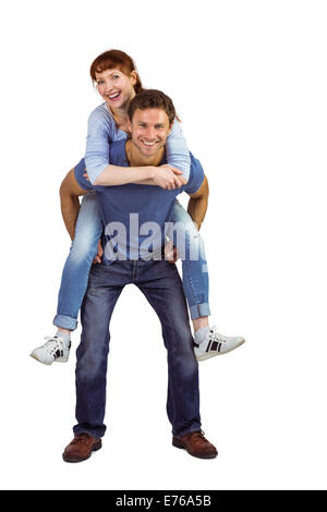 Mann die Mädchen eine Huckepack Stockfoto