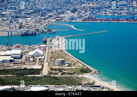 Hafen von Haifa, Israel. Luftbild Stockfoto