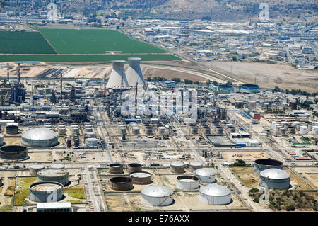 Bucht von Haifa Industriezone Luftbild Stockfoto