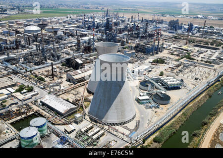 Bucht von Haifa Industriezone Luftbild Stockfoto