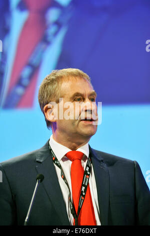 Liverpool, Vereinigtes Königreich. 7. September 2014. John Hannett TUC Konferenz Liverpool. John Hannett Generalsekretär USDAW Unterstützung composite16: Null-Stunden-Verträge und Leiharbeitnehmer. Der Generalsekretär fordert Rechtsschutz. vollständige Pressemitteilung finden Sie unter USDAW Webseite. Bildnachweis: Della Batchelor/Alamy Live-Nachrichten Stockfoto