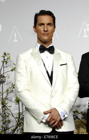 86. Annual Academy Awards Presse-Zimmer mit: Matthew McConaughey Where: Los Angeles, California, Vereinigte Staaten von Amerika als: 3. März 2014 Stockfoto