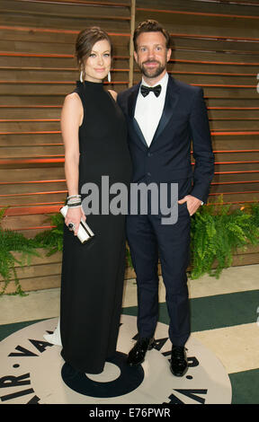 Prominente besuchen 2014 Vanity Fair Oscar Party im Sunset Plaza.  Mitwirkende: Olivia Wilde, Jason Sudeikis Where: Los Angeles, California, Vereinigte Staaten von Amerika bei: 2. März 2014 Stockfoto