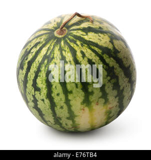 Grüne Wassermelone isoliert auf weißem Hintergrund Stockfoto