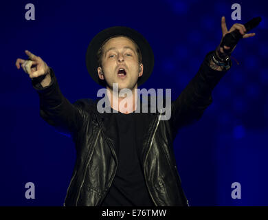 OneRepublic führen zu einem ausverkauften Publikum bei Heineken Music Hall Featuring: Ryan Tedder, OneRepublic wo: Amsterdam, Niederlande: 3. März 2014 Stockfoto