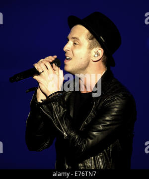 OneRepublic führen zu einem ausverkauften Publikum bei Heineken Music Hall Featuring: Ryan Tedder, OneRepublic wo: Amsterdam, Niederlande: 3. März 2014 Stockfoto