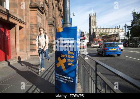 Edinburgh, Schottland. 8. Sep, 2014. Bild zeigt ein Plakat auf Lothian Road Werbung Datum 18. September die Schotten müssen vor dem versoffen Referendum, UK Kredit abstimmen: Jeff Gilbert/Alamy Live News Stockfoto