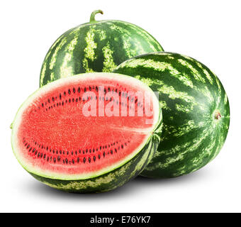 Frische Wassermelone isoliert auf weißem Hintergrund Stockfoto