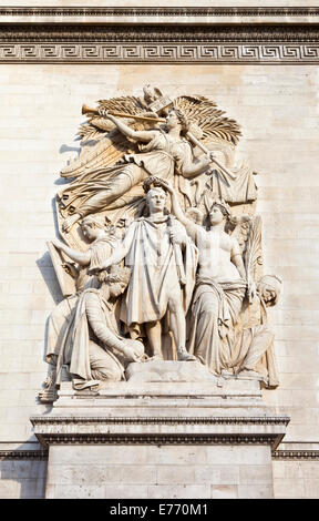 Die schöne plastische Details auf dem Arc de Triomphe in Paris, Frankreich. Stockfoto