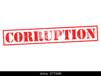 Korruption, die roten Stempel auf einem weißen Hintergrund. Stockfoto