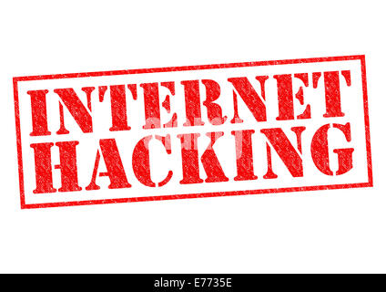 INTERNET HACKING roten Stempel auf einem weißen Hintergrund. Stockfoto