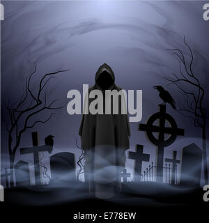 Gesichtslose Engel des Todes in losen insgesamt Gräber auf dem Friedhof. Stockfoto