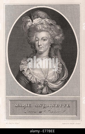 Marie Antoinette Königin von Frankreich - britische Gravur - XIX. Jahrhundert Stockfoto