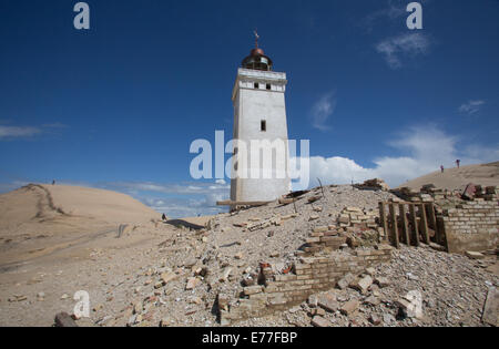 Rubjerg Knude Leuchtturm an der Küste der Nordsee in Jütland Dänemark. Der Leuchtturm ist heute stillgelegt. Stockfoto