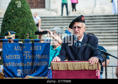 Turin, Italien. 7. Sep, 2014. Reenactment der Belagerung von Turin 1706 General Luciano Sorrentino Credit: wirklich Easy Star/Alamy Live News Stockfoto