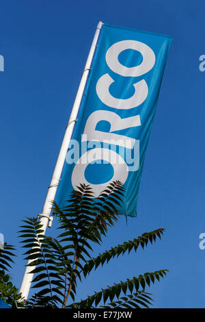 FIRMA ORCO, Logo-Schild Stockfoto