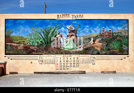 Alte Kalender unter dem Motto Kunsthandwerk in alpinen Texas Stockfoto