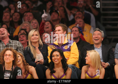 Prominente Spielfeldrand bei den Los Angeles Lakers V Los Angeles Clippers NBA-Basketball-Spiel statt im Staples Center. Die Clippers besiegten die Lakers 142 / 94 Featuring: Will Ferrell Where: Los Angeles, California, Vereinigte Staaten von Amerika bei: 7. März 2014 Stockfoto