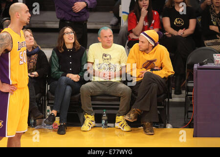 Prominente Spielfeldrand bei den Los Angeles Lakers V Los Angeles Clippers NBA-Basketball-Spiel statt im Staples Center. Die Clippers besiegten die Lakers 142 / 94 Featuring: wo fliehen: Los Angeles, California, Vereinigte Staaten von Amerika bei: 7. März 2014 Stockfoto