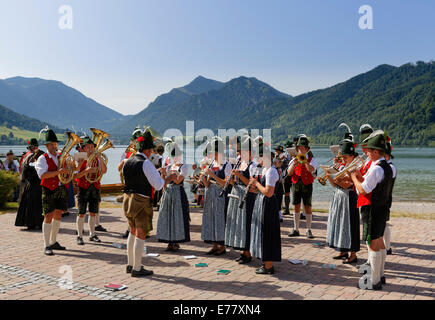 Blaskapelle, Alt-Schlierseer-Bad Festival, Schliersee, Upper Bavaria, Bavaria, Germany Stockfoto