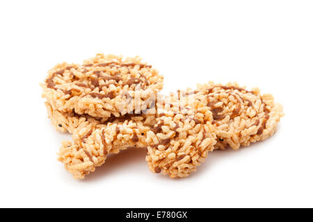 Reis-Cracker isoliert auf weißem Hintergrund Stockfoto