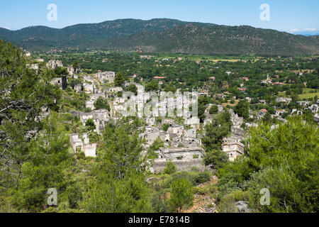 Kayaköy, ursprünglich bekannt als Livissi Geisterdorf in der Nähe von Fethiye, türkische Riviera, Türkei Stockfoto