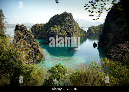 Meer und Kalkstein in Coron Island, Palawan. eines der besten touristischen Ort auf den Philippinen. Stockfoto