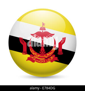 Flagge von Brunei als runde glänzende Symbol. Button mit Brunei Fahne Stockfoto