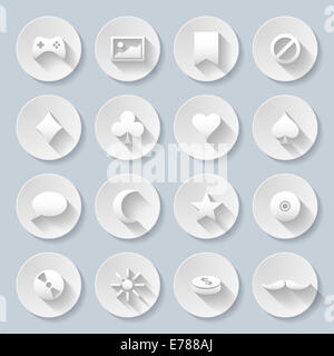 Satz von Spiel und Website-Schnittstelle Symbole in Papier Stil Stockfoto