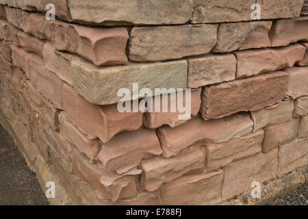 Sprühen Sie Sandstein Ziegel der Küste bauen stark korrodierte durch Einwirkung von Wind, Regen und Meer Stockfoto