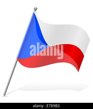 Flagge der Tschechischen Republik Illustration isoliert auf weißem Hintergrund Stockfoto