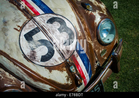 Nahaufnahme von der Motorhaube eine klassische Volkswagen Beetle Motorhaube. Stockfoto