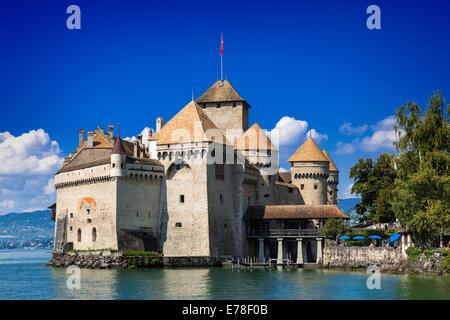 Außenansicht des Schlosses Chillon Veytaux, Schweiz Stockfoto