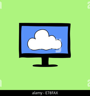 Bunte Doodle Stil Cloud-computing-Zeichen Stockfoto