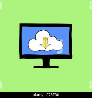 Cloud-Compute Zeichen in Gekritzelart Stockfoto