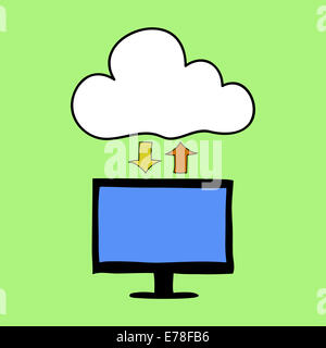 Cloud-computing-Doodle-Stil Stockfoto