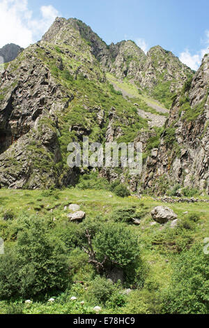 Gveleti High Valley, schöne Landschaft entlang der Georgian Military Road, Kaukasus, Georgien, Europa Stockfoto