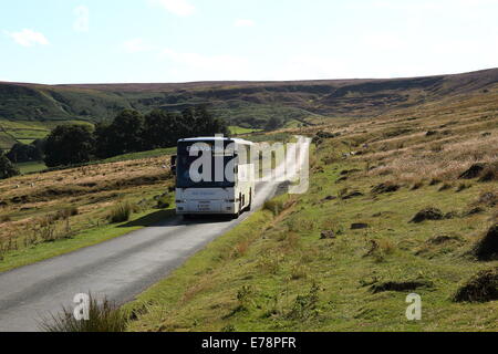 Nationale Feiertage Coaches auf Heather North Yorkshire Moors Stockfoto